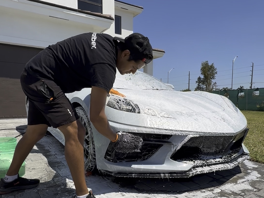 Certified mobile detailer working on a car in the DFW Metroplex