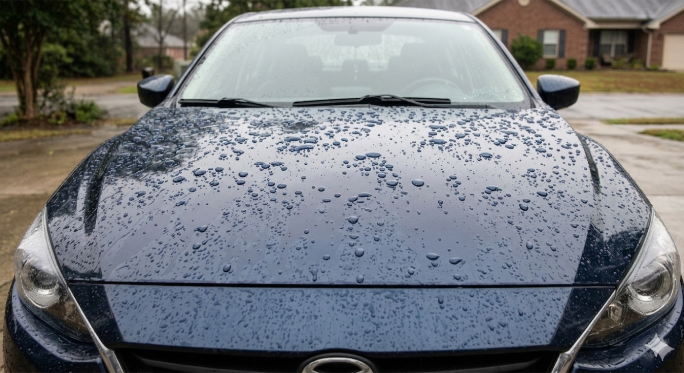 Ceramic coating Fort Worth applied by certified detailer — water beading